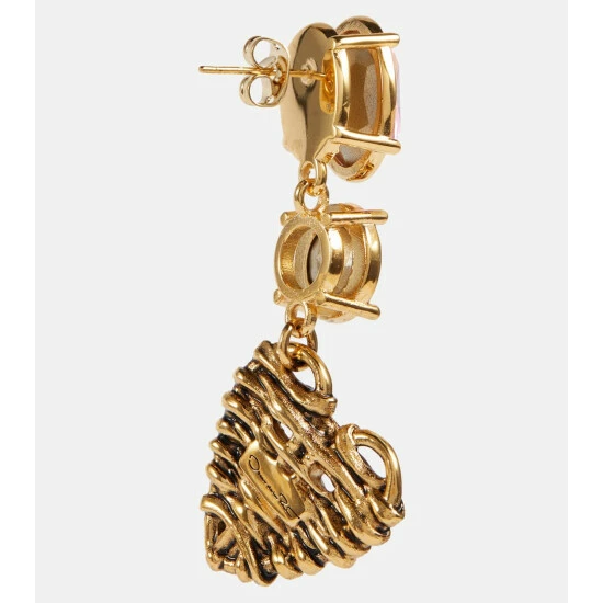 Oscar De La Renta Rattan Heart Embellished Earrings - Image 4