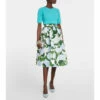 Oscar De La Renta Floral Faille Midi Skirt