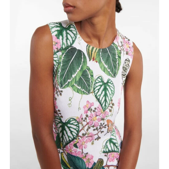 Oscar De La Renta Floral Cotton-blend Knit Top - Image 3