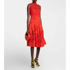 Oscar De La Renta Guipure Lace Midi Dress