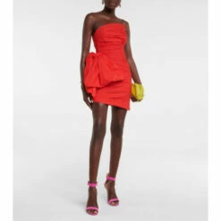 Oscar De La Renta Strapless Cotton Minidress