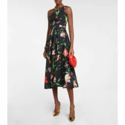 Oscar De La Renta One-shoulder Cotton-blend Midi Dress