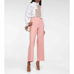 Oscar De La Renta Straight Wool And Mohair Pants