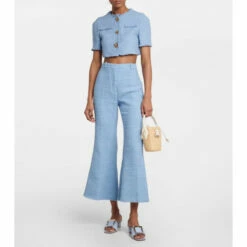 Oscar De La Renta High-rise Flared Tweed Pants