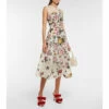 Oscar De La Renta Floral Embroidered Silk-blend Midi Dress