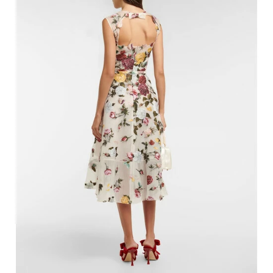 Oscar De La Renta Floral Embroidered Silk-blend Midi Dress - Image 2