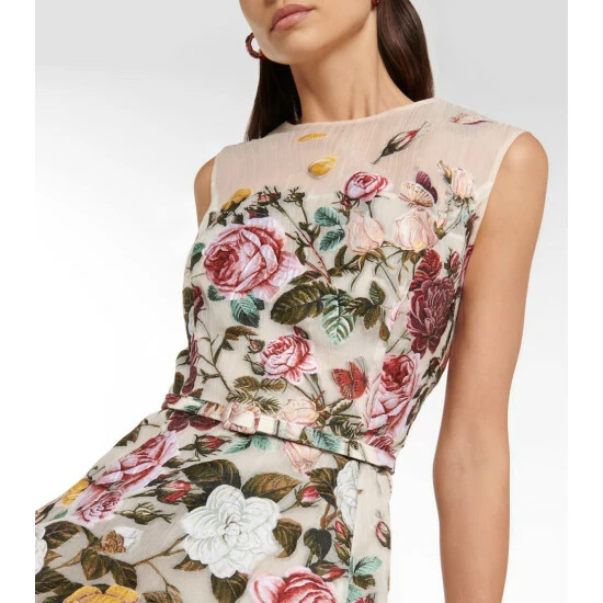 Oscar De La Renta Floral Embroidered Silk-blend Midi Dress - Image 3