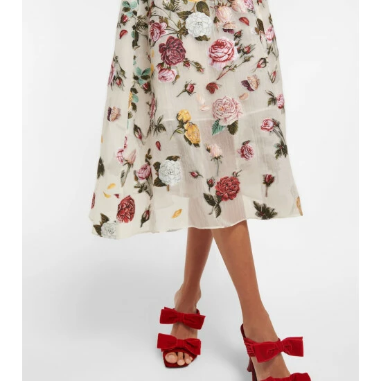 Oscar De La Renta Floral Embroidered Silk-blend Midi Dress - Image 4