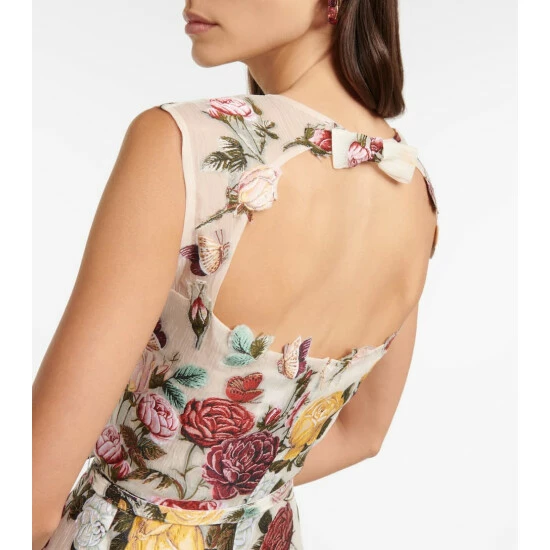 Oscar De La Renta Floral Embroidered Silk-blend Midi Dress - Image 5