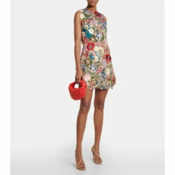 Oscar De La Renta Floral Embroidered Minidress