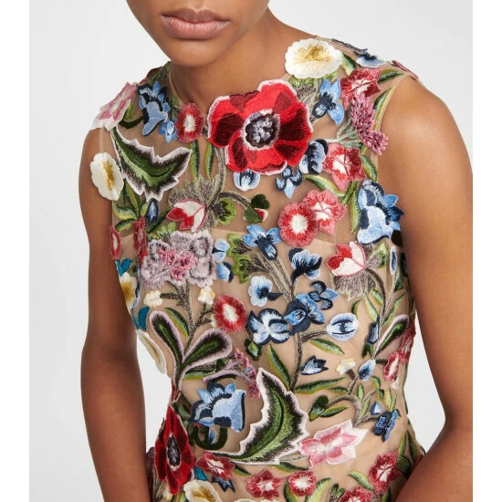 Oscar De La Renta Floral Embroidered Minidress - Image 3
